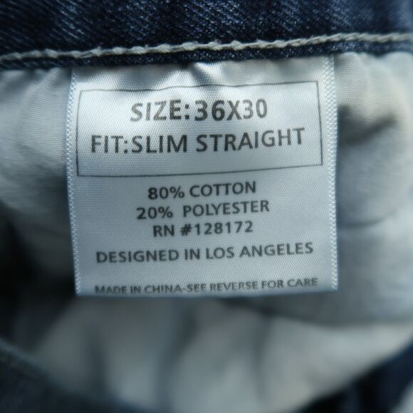 Ring of Fire Jeans Men Fits 35x29 (Size 36x30) Blue Slim Straight Denim - Picture 10 of 16